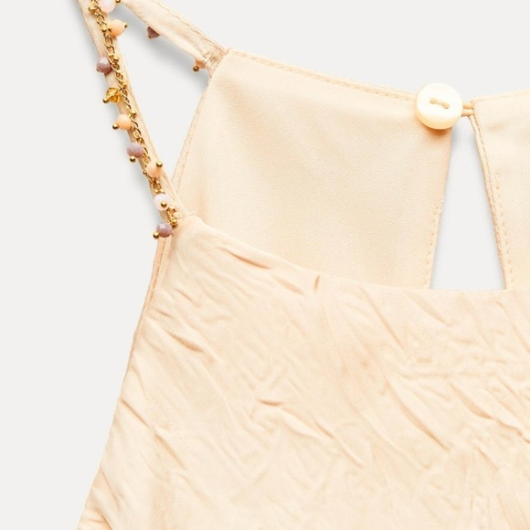 ZARA WRINKLE-LOOK BEADED MIDI DRESS SIZE L - Picture 5 of 10